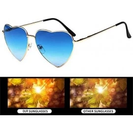 Aviator Heart Shape Sunglasses Fashion Aviator Tinted Lens Eyeglasses Metal Frame Eyewear - Blue - CP18SCNH735 $28.12