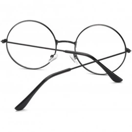 Goggle Round Spectacle Glasses Frame Sunglasses Women Vintage Metal Sun Female Frames Optical Transparent - Black - CG197Y7LM...