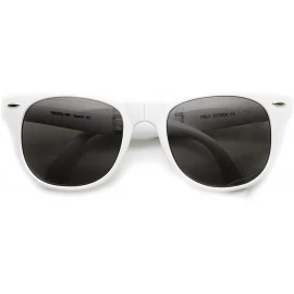 Wayfarer Neon Bright Colorful Compact Folding Pocket Horn Rimmed Sunglasses 54mm - White Smoke - CY11O5E3X67 $19.45