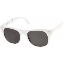 Wayfarer Neon Bright Colorful Compact Folding Pocket Horn Rimmed Sunglasses 54mm - White Smoke - CY11O5E3X67 $19.45