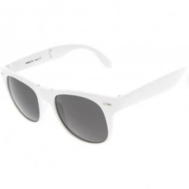 Wayfarer Neon Bright Colorful Compact Folding Pocket Horn Rimmed Sunglasses 54mm - White Smoke - CY11O5E3X67 $19.45