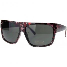 Rectangular Unisex Mobster Flat Top Rectangular Metalic Animal Print Sunglasses - Red Leopard - CX11N3BRI4B $12.43