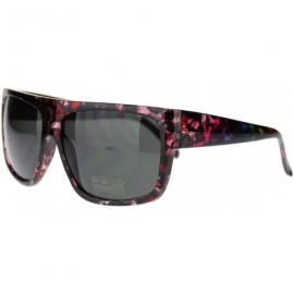 Rectangular Unisex Mobster Flat Top Rectangular Metalic Animal Print Sunglasses - Red Leopard - CX11N3BRI4B $12.43