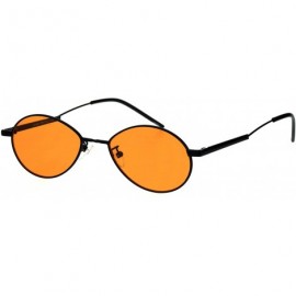 Round Mens Mod Oval Round Metal Rim Pimp Daddy Color Lens Sunglasses - Black Gold - CN18GR5UXG5 $10.59
