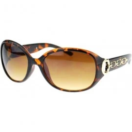 Oval Metal Chain Thick Plastic Round Oval Womens Designer Fashion Sunglasses - Tortoise Gold - C611OL5TU9T $20.74