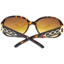 Oval Metal Chain Thick Plastic Round Oval Womens Designer Fashion Sunglasses - Tortoise Gold - C611OL5TU9T $13.20