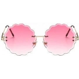 Rimless Fashion Vintage Rimless Round Flower Shaped Sunglasses Women Girls Summer Stylish UV400 - Pink - C418DXRSLMI $22.70