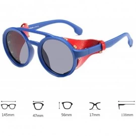 Round Women's Retro Small Round Plastic Frame Candy Color Design Sunglasses - Blue Gray - CW18W7ESICQ $43.01
