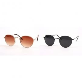 Round Vintage Round Sunglasses P2150 - 2 Pcs White/Gradientbrown Lens & Black/Smoke Lens - CO11ABSQAP5 $53.48