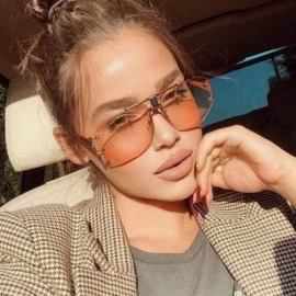 Oversized Fashion Oversized Rimless Sunglasses Women Clear Lens Glasses - A - C418R6XOAOO $17.12