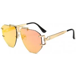 Oversized Fashion Oversized Rimless Sunglasses Women Clear Lens Glasses - A - C418R6XOAOO $17.12