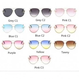 Square Eyewear Pilot Little Bee Sunglasses Men Women Metal Frame Vintage Glasses Fashion Shades - Purple - CC18TTAKOEH $30.98
