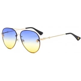 Square Eyewear Pilot Little Bee Sunglasses Men Women Metal Frame Vintage Glasses Fashion Shades - Purple - CC18TTAKOEH $30.98