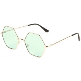 Butterfly Geometric Hexagon Thin Metal Frame Sunglasses - Green - C4197S6TW7L $27.12