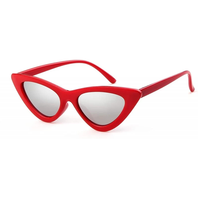 Cat Eye Cat Eye Sunglasses Vintage Mod Style Retro Kurt Cobain Sunglasses - Red /Sliver - CS1893I28YG $11.48