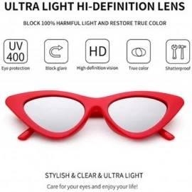 Cat Eye Cat Eye Sunglasses Vintage Mod Style Retro Kurt Cobain Sunglasses - Red /Sliver - CS1893I28YG $18.62