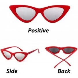 Cat Eye Cat Eye Sunglasses Vintage Mod Style Retro Kurt Cobain Sunglasses - Red /Sliver - CS1893I28YG $11.48