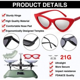 Cat Eye Cat Eye Sunglasses Vintage Mod Style Retro Kurt Cobain Sunglasses - Red /Sliver - CS1893I28YG $11.48