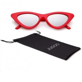 Cat Eye Cat Eye Sunglasses Vintage Mod Style Retro Kurt Cobain Sunglasses - Red /Sliver - CS1893I28YG $18.62