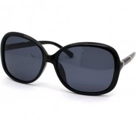 Round Womens Anti Glare Polarized Plastic Round Butterfy Fashion Sunglasses - Black Solid Black - CY18ZCM63ZZ $9.55
