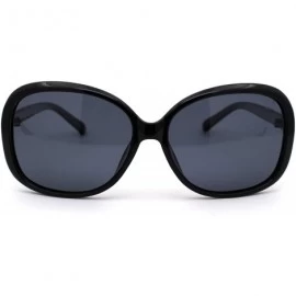 Round Womens Anti Glare Polarized Plastic Round Butterfy Fashion Sunglasses - Black Solid Black - CY18ZCM63ZZ $9.55