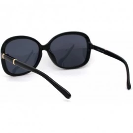 Round Womens Anti Glare Polarized Plastic Round Butterfy Fashion Sunglasses - Black Solid Black - CY18ZCM63ZZ $9.55