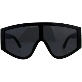 Goggle Super Oversized Goggle Style Sunglasses Arched Top Shield Fashion Shades - Shiny Black - C618CU0ZSGH $22.02