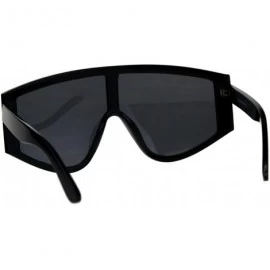 Goggle Super Oversized Goggle Style Sunglasses Arched Top Shield Fashion Shades - Shiny Black - C618CU0ZSGH $22.02