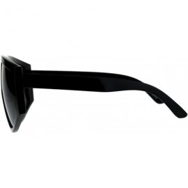 Goggle Super Oversized Goggle Style Sunglasses Arched Top Shield Fashion Shades - Shiny Black - C618CU0ZSGH $22.02