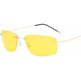 Square Sunglasses Frameless Pure Titanium Light Men'S Square Driving Mirror Polarized Sunglasses Sunshade Mirror - CW18X9URMW...