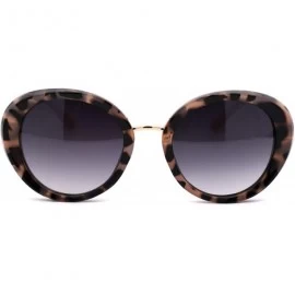 Round Womens Mod Chic Retro Designer Round Fashion Sunglasses - Beige Tortoise Smoke - CZ18XWTOD6K $23.30