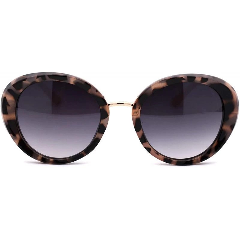 Round Womens Mod Chic Retro Designer Round Fashion Sunglasses - Beige Tortoise Smoke - CZ18XWTOD6K $23.30