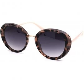 Round Womens Mod Chic Retro Designer Round Fashion Sunglasses - Beige Tortoise Smoke - CZ18XWTOD6K $23.30