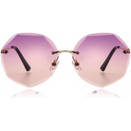 Rimless Sunglasses for Women Oversized Rimless Diamond Cutting Lens Sun Glasses UV Protection Ladies Gradient Shades - CD194L...