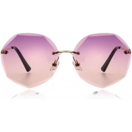 Rimless Sunglasses for Women Oversized Rimless Diamond Cutting Lens Sun Glasses UV Protection Ladies Gradient Shades - CD194L...