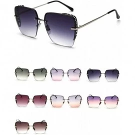 Oversized Oversized Square Diamond Sunglasses 2019 Brand Designer Sun Glasses for Women Retro Fashion Shades with box - CU18Q...