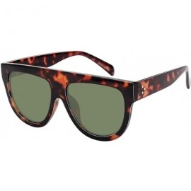 Oversized Fashion Sunglasses for Women Designer Flat Top Frame Luxury Shades - Leopard /G15 Lens - CM190HI5S7R $9.53