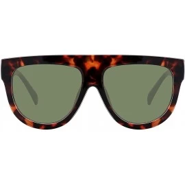 Oversized Fashion Sunglasses for Women Designer Flat Top Frame Luxury Shades - Leopard /G15 Lens - CM190HI5S7R $23.67