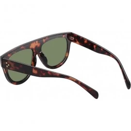 Oversized Fashion Sunglasses for Women Designer Flat Top Frame Luxury Shades - Leopard /G15 Lens - CM190HI5S7R $23.67