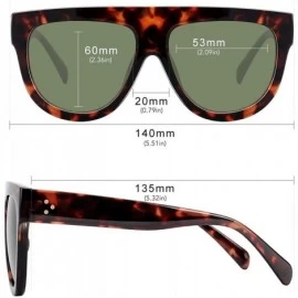 Oversized Fashion Sunglasses for Women Designer Flat Top Frame Luxury Shades - Leopard /G15 Lens - CM190HI5S7R $23.67