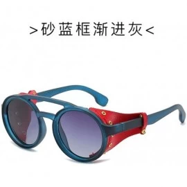 Round Polarized sunglasses polarized Europe personality - Sand Blue Ash - CL18X6SR4RU $69.51
