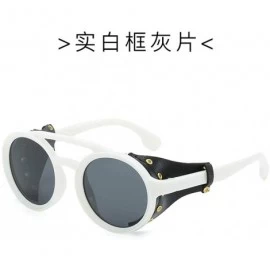 Round Polarized sunglasses polarized Europe personality - Sand Blue Ash - CL18X6SR4RU $27.80