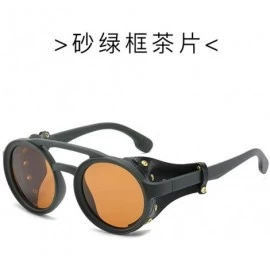 Round Polarized sunglasses polarized Europe personality - Sand Blue Ash - CL18X6SR4RU $69.51
