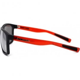 Oversized Oversize Rectangular Sport Horn Rim Mens Sunglasses - Matte Black Red Silver Mirror - CN195ZRT64Z $23.34