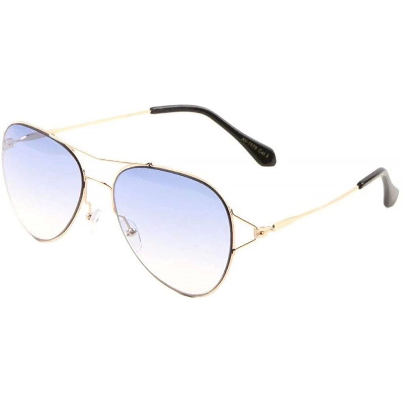 Round Thin Frame V Shape Connector Modern Round Aviator Sunglasses - Blue - CT190IT8SIU $12.24