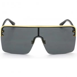 Oversized Oversized Flat Top Square VINTAGE RETRO SHIELD VISOR Style Aviator SUNGLASSES - Black - CF18NWNWZEI $12.83