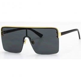 Oversized Oversized Flat Top Square VINTAGE RETRO SHIELD VISOR Style Aviator SUNGLASSES - Black - CF18NWNWZEI $12.83