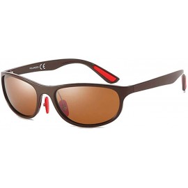 Wrap Polarized Sport Sunglasses for Men Wrap Around Ultra-light Unbreakable TR Frame UV400 for Driving Golf - Brown - CY18KAW...