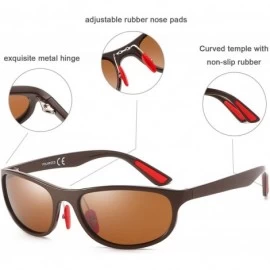 Wrap Polarized Sport Sunglasses for Men Wrap Around Ultra-light Unbreakable TR Frame UV400 for Driving Golf - Brown - CY18KAW...
