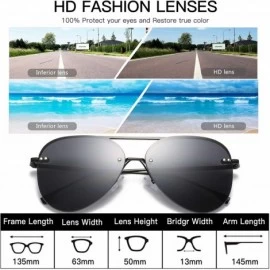 Rectangular Men/Women's Aviator Sunglasses Rimless UV400 Protection Gradient Lens Sun Glasses - Black Frame Black Lens - C119...